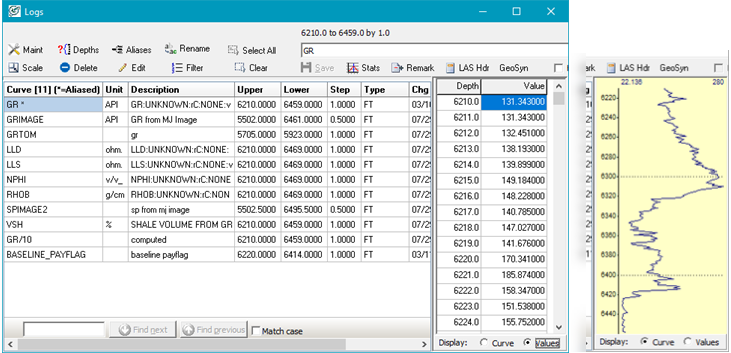 logCurveValues
